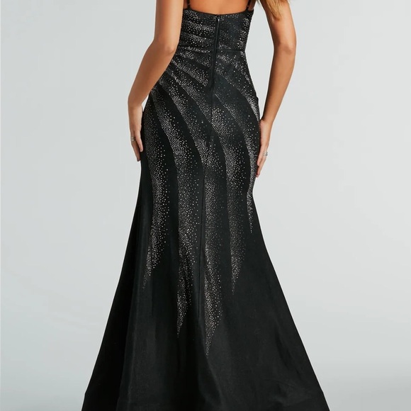 ✨ Windsor Black Rhinestone Mermaid Slit Dress | Size S | Like New ✨ - Picture 10 of 14
